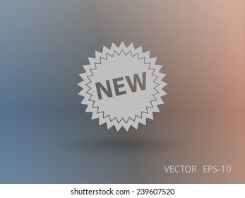Flat long shadow New label icon, vector illustration