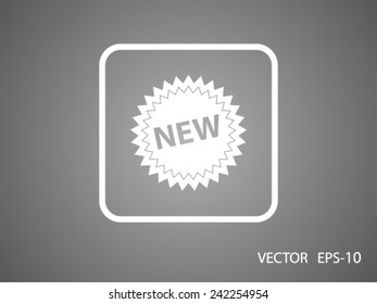 Flat long shadow New label icon, vector illustration