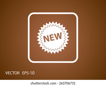 Flat long shadow New label icon, vector illustration