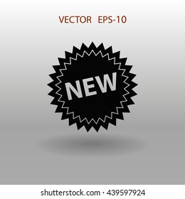 Flat long shadow New label icon, vector illustration