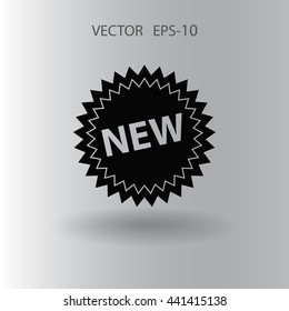 Flat long shadow New label icon, vector illustration