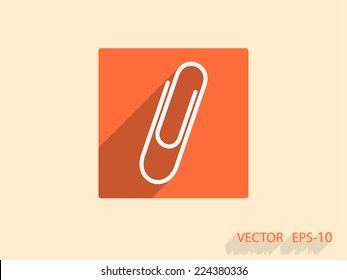 Flat long shadow Paperclip icon, vector illustration