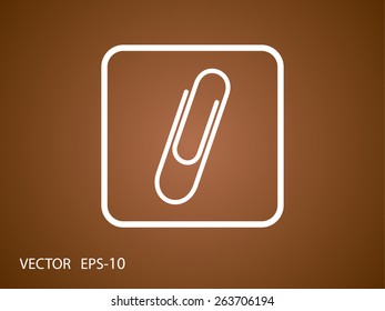 Flat long shadow Paperclip icon, vector illustration