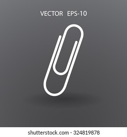 Flat long shadow Paperclip icon, vector illustration