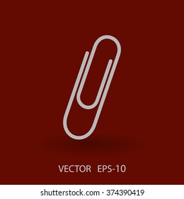 Flat long shadow Paperclip icon, vector illustration