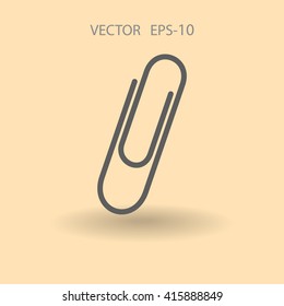 Flat long shadow Paperclip icon, vector illustration