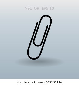 Ícone de clipe de papel de sombra longa plana, ilustração vetorial