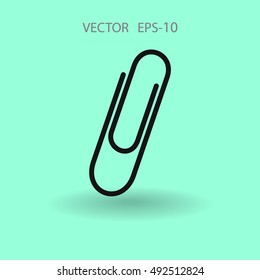 Flat long shadow Paperclip icon, vector illustration