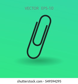 Flat long shadow Paperclip icon, vector illustration