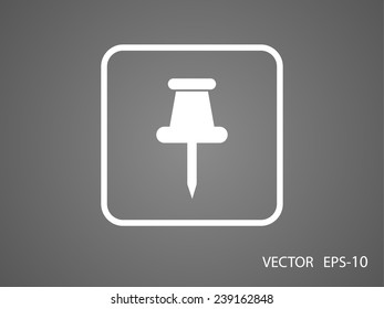 Flat long shadow Pushpin icon, vector illustration
