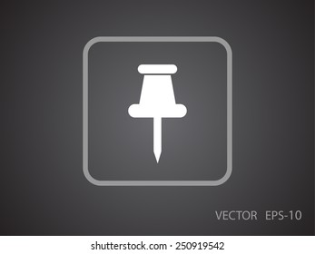 Flat long shadow Pushpin icon, vector illustration
