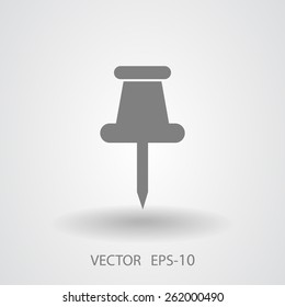 Flat long shadow Pushpin icon, vector illustration