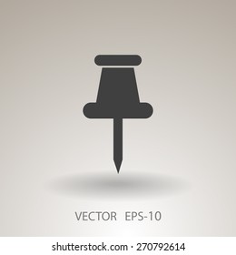 Flat long shadow Pushpin icon, vector illustration