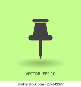 Flat long shadow Pushpin icon, vector illustration