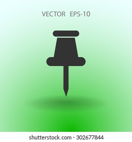 Flat long shadow Pushpin icon, vector illustration