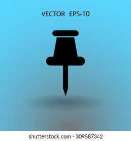 Flat long shadow Pushpin icon, vector illustration