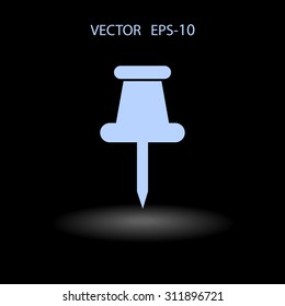Flat long shadow Pushpin icon, vector illustration