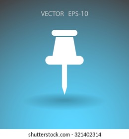 Flat long shadow Pushpin icon, vector illustration