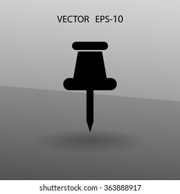 Flat long shadow Pushpin icon, vector illustration