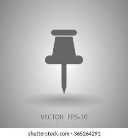 Flat long shadow Pushpin icon, vector illustration
