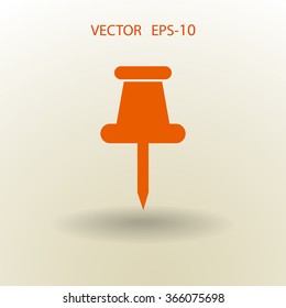 Flat long shadow Pushpin icon, vector illustration