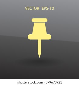 Flat long shadow Pushpin icon, vector illustration