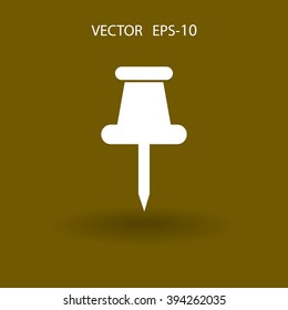 Flat long shadow Pushpin icon, vector illustration