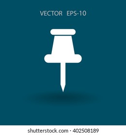 Flat long shadow Pushpin icon, vector illustration