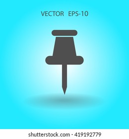 Flat long shadow Pushpin icon, vector illustration