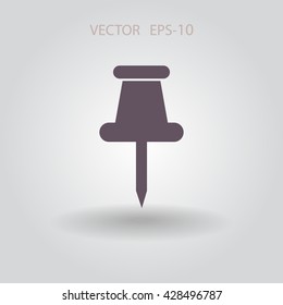 Flat long shadow Pushpin icon, vector illustration