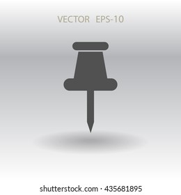 Flat long shadow Pushpin icon, vector illustration