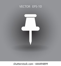Flat long shadow Pushpin icon, vector illustration