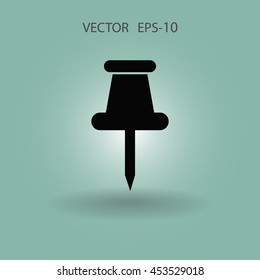 Flaches, langes Schattenpinsymbol, Vektorgrafik