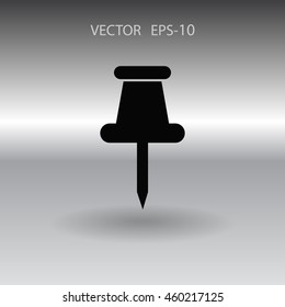 Flat long shadow Pushpin icon, vector illustration