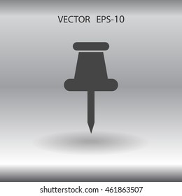 Flat long shadow Pushpin icon, vector illustration