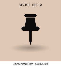 Flat long shadow Pushpin icon, vector illustration