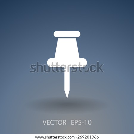 Flat long shadow Pushpin icon, vector illustration