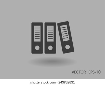 Flat long shadow Row of binders icon, vector illustration