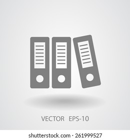 Flat long shadow Row of binders icon, vector illustration