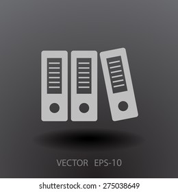 Flat long shadow Row of binders icon, vector illustration