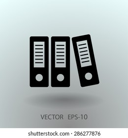 Flat long shadow Row of binders icon, vector illustration