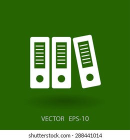 Flat long shadow Row of binders icon, vector illustration