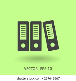 Flat long shadow Row of binders icon, vector illustration