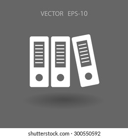 Flat long shadow Row of binders icon, vector illustration