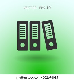 Flat long shadow Row of binders icon, vector illustration