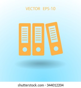 Flat long shadow Row of binders icon, vector illustration