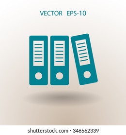 Flat long shadow Row of binders icon, vector illustration