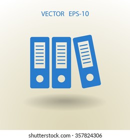 Flat long shadow Row of binders icon, vector illustration