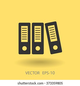 Flat long shadow Row of binders icon, vector illustration