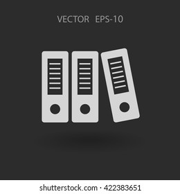 Flat long shadow Row of binders icon, vector illustration